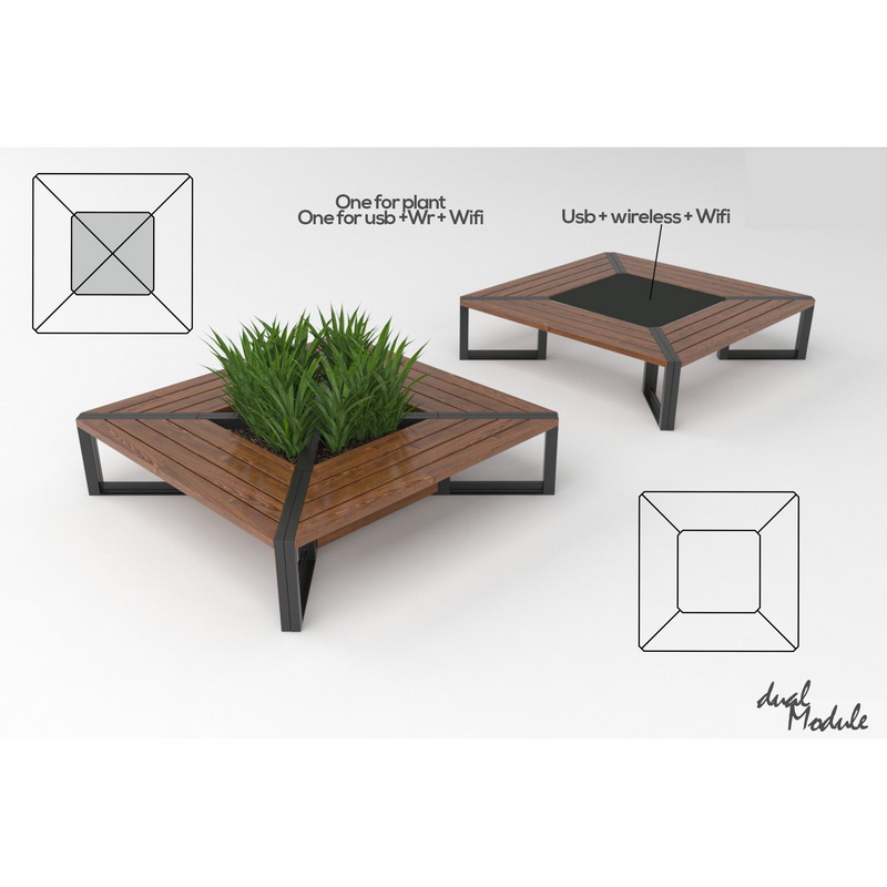 Uus Design Wireless Charming Smart Solar Garden Furniture Patio Bench for Park